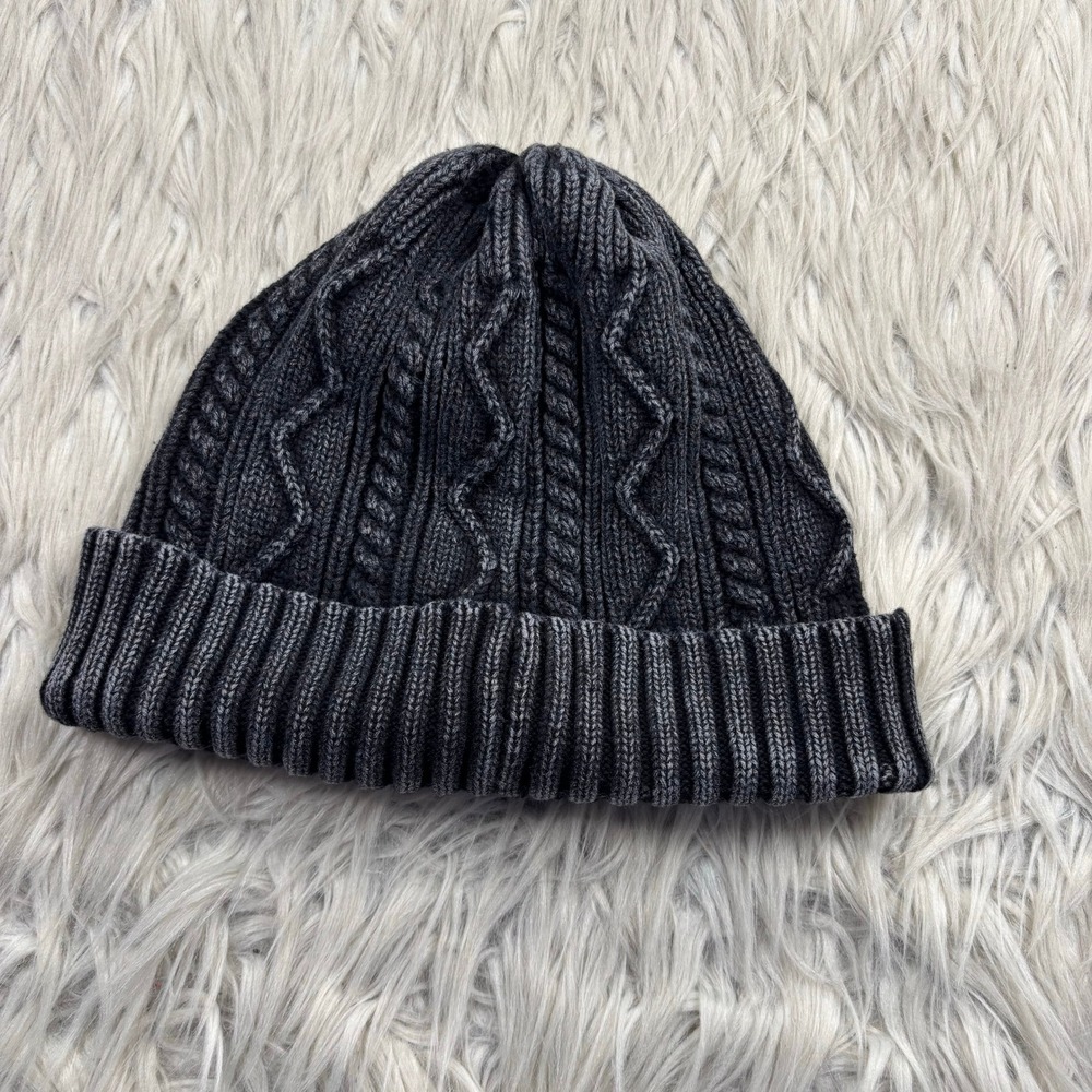 Free People Women's OS Gray Stormi Washed Cable-Knit Beanie Cool Girl Street - Picture 3 of 4